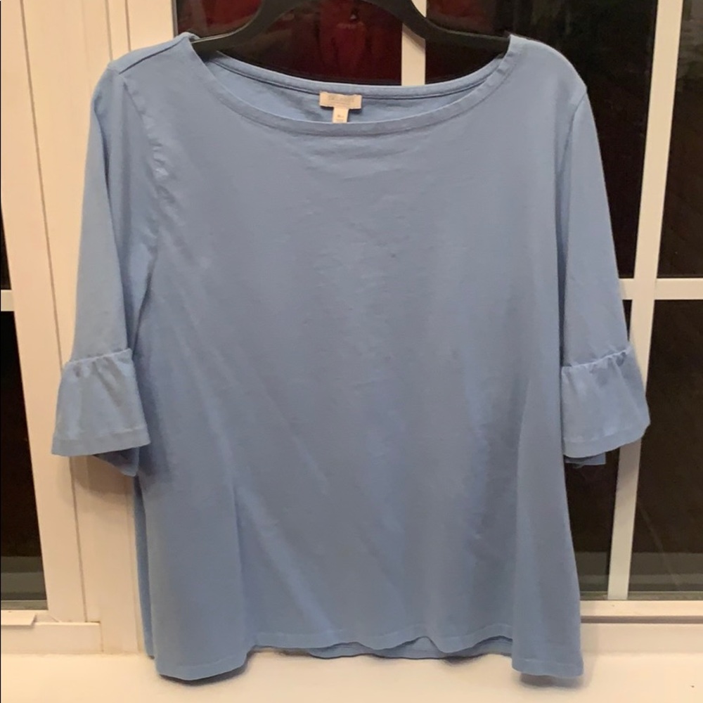 Light blue top with Ruffled Sleeves